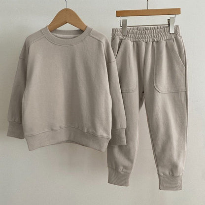 Casual Solid Color Long Sleeve Pullover and Pants Set