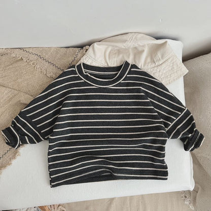 Striped Pattern O-Neck Long Sleeve Top