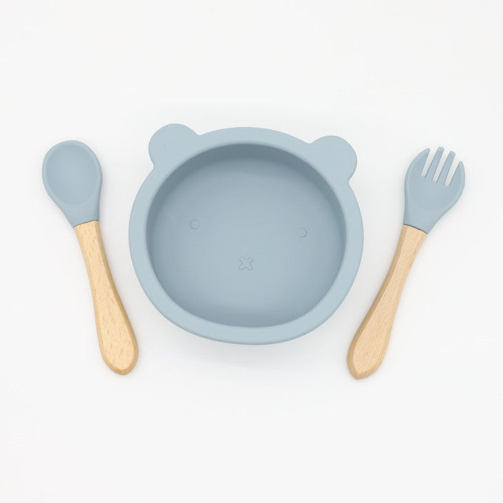 Bear Shape Food Training Silicone Bowl With Spoon Tableware