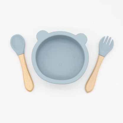 Bear Shape Food Training Silicone Bowl With Spoon Tableware