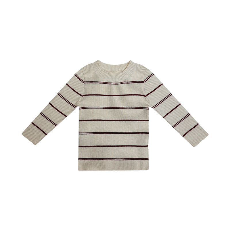 Soft Comfortable Knitted Long Sleeve Striped Top