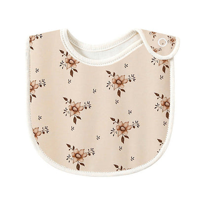 Floral Print Covered Button Design Water Absorbing Bibs