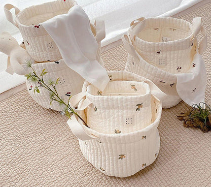 Embroidered Pattern Baby Storage Basket