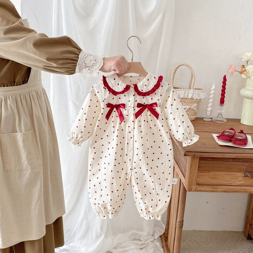 Long Sleeve Heart Pattern Romper