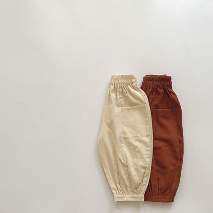 Solid Color Long Pants with Pockets