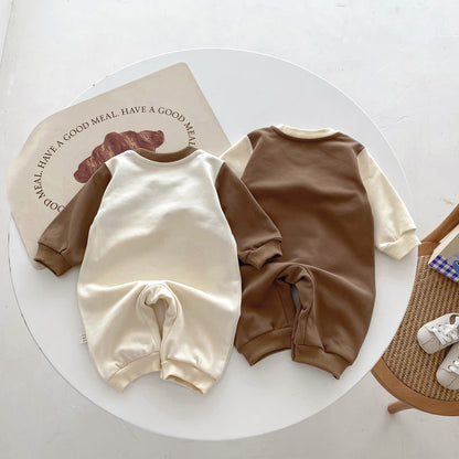 Long Sleeve Teddy Bear Pattern Onesie