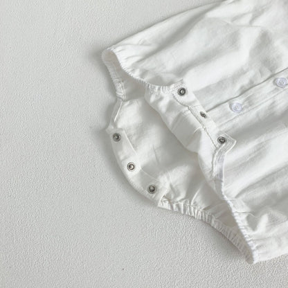 Embroidered Lapel Collar Onesie