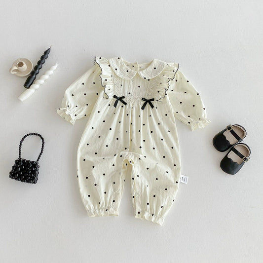 Long Sleeves Dots Pattern Romper