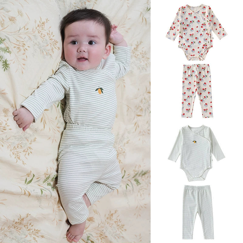 Long Sleeve Fruit Pattern Onesie Set