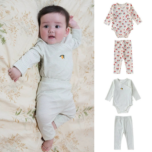 Long Sleeve Fruit Pattern Onesie Set
