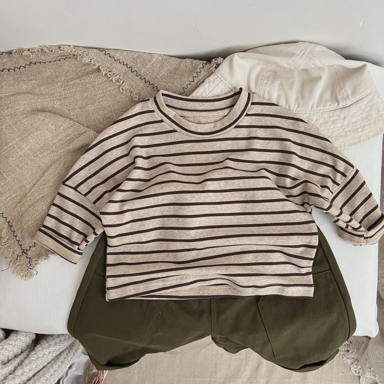 Striped Pattern O-Neck Long Sleeve Top