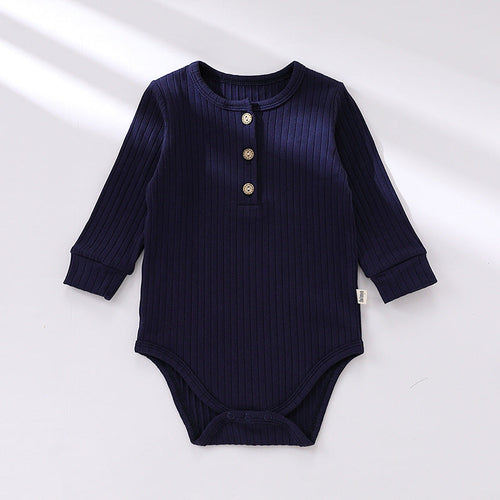 Solid Color Soft Cotton Long Sleeve Bodysuit