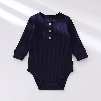 Solid Color Soft Cotton Long Sleeve Bodysuit