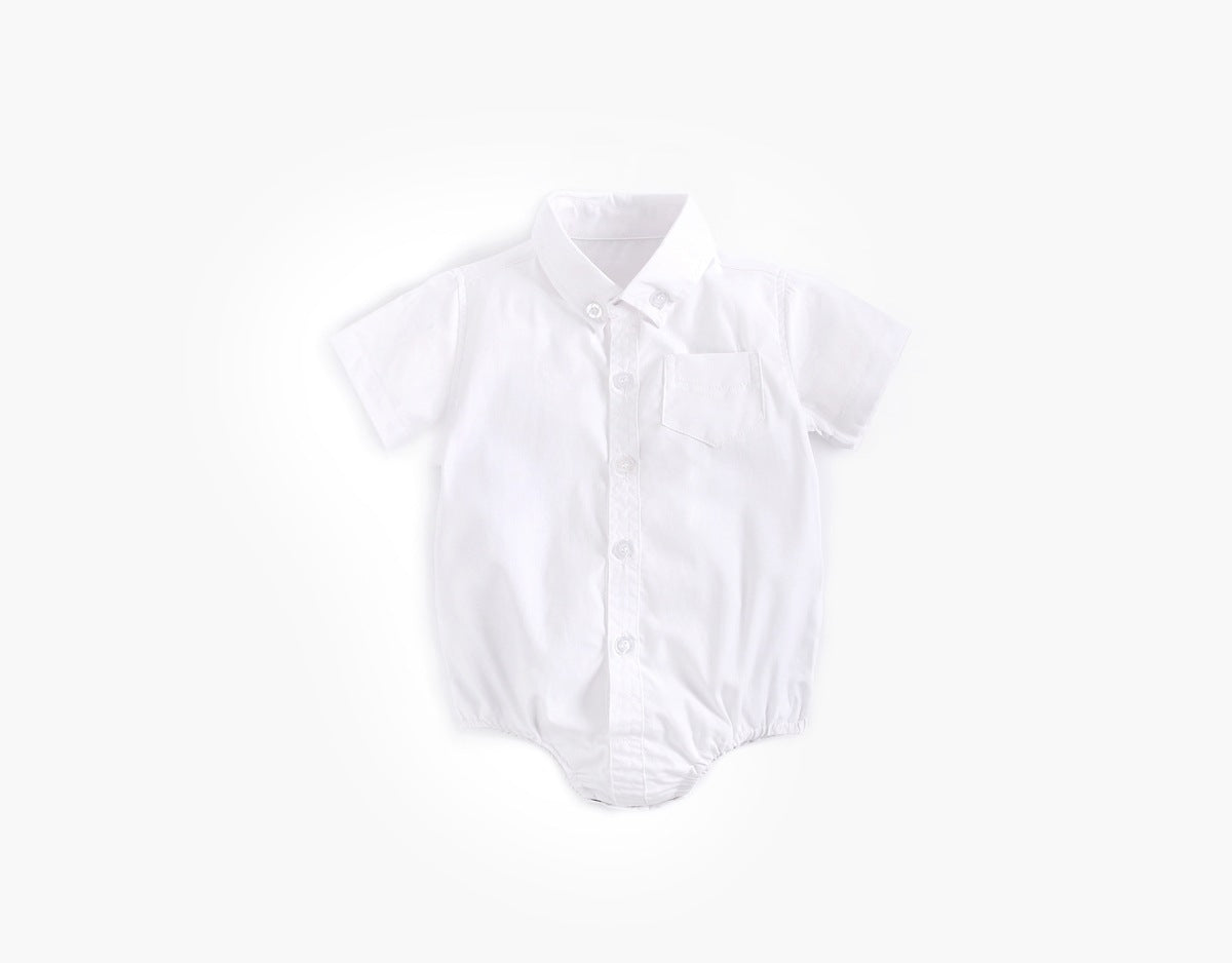Buttoned Shirt Short Sleeve Onesie