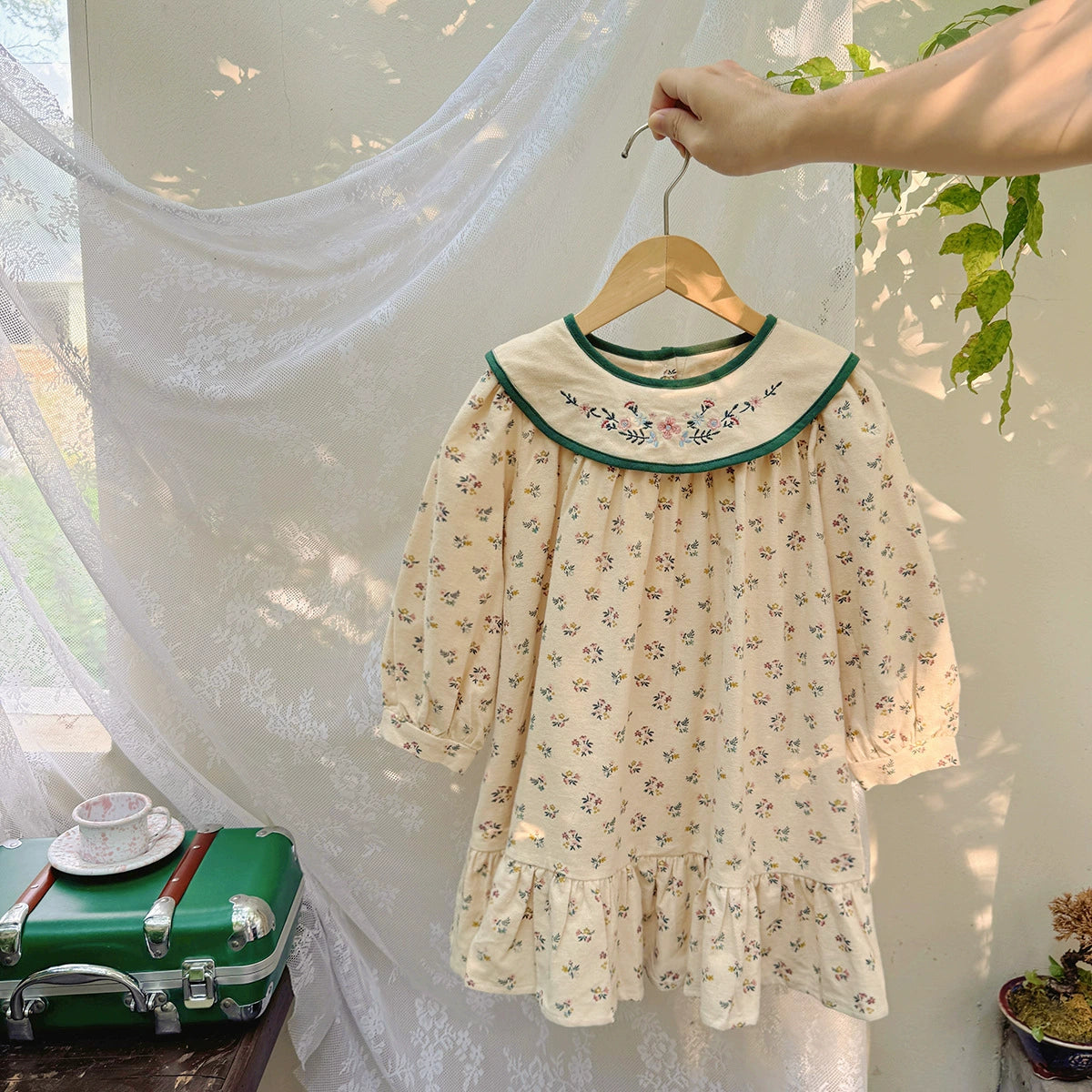 French Style Floral Pattern Long Dress