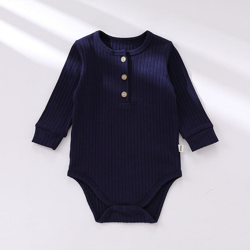 Solid Color Soft Cotton Long Sleeve Bodysuit