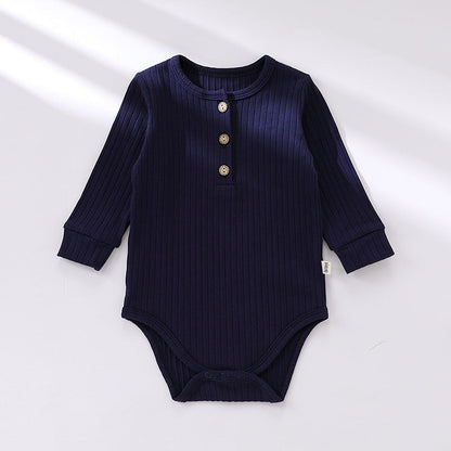 Solid Color Soft Cotton Long Sleeve Bodysuit