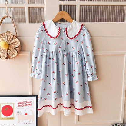 Cherry Pattern Long Sleeve Dress