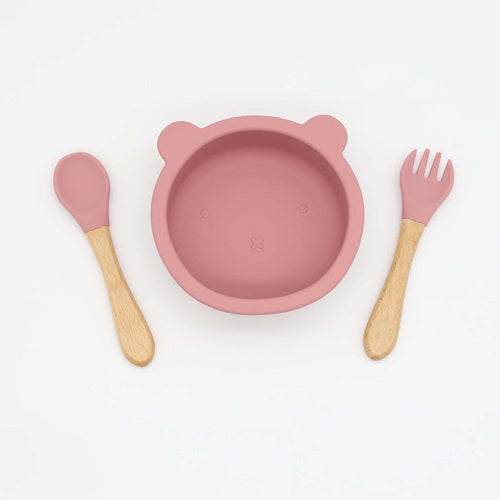 Bear Shape Food Training Silicone Bowl With Spoon Tableware