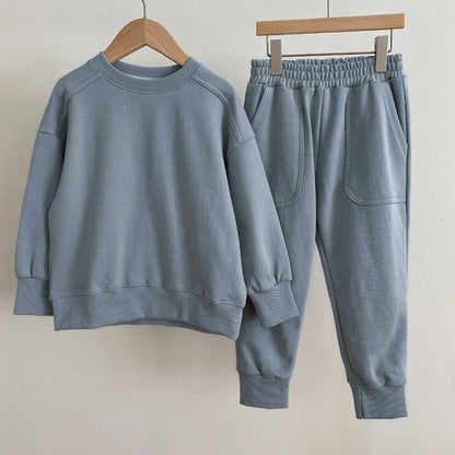 Casual Solid Color Long Sleeve Pullover and Pants Set