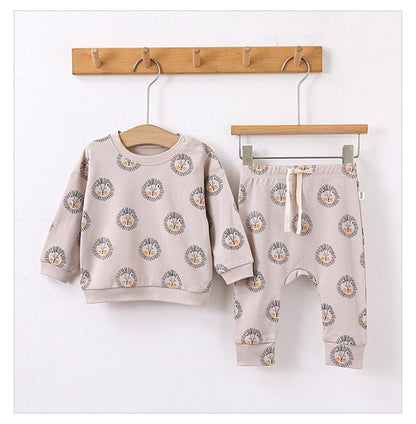 Print Cotton Hoodie and Trousers Set