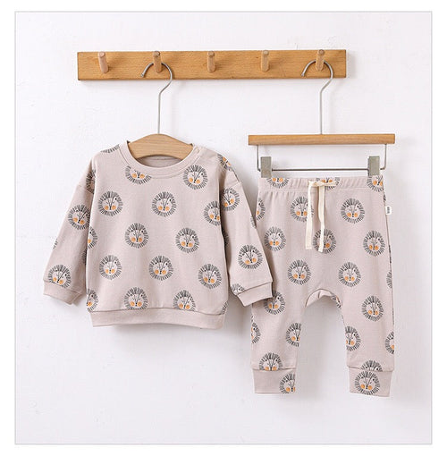 Print Cotton Hoodie and Trousers Set