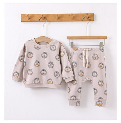 Print Cotton Hoodie and Trousers Set