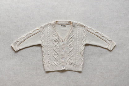 Knit Pattern Solid Color V-Neck Cardigan