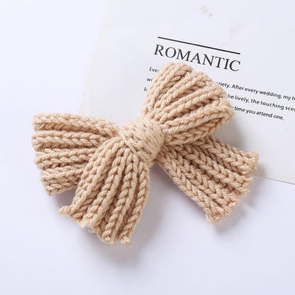 Big Knitted Bow Handmade Hairpin – 2 Pc. Set