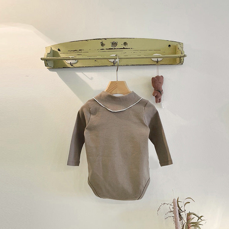 Bow Tie Design Long Sleeve Solid Color Bodysuit