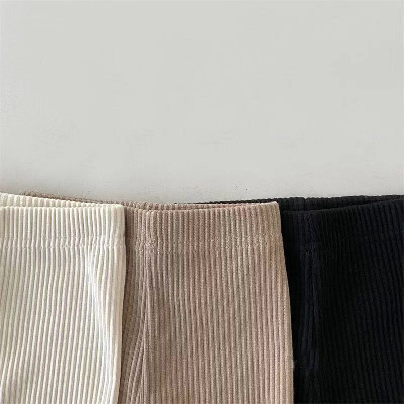 Solid Color Striped Pattern Pants