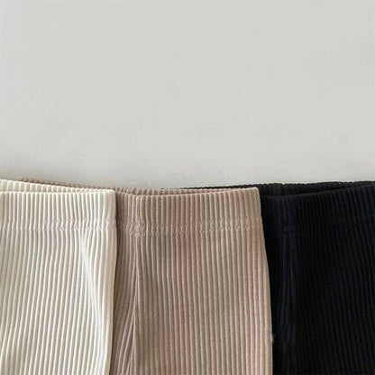 Solid Color Striped Pattern Pants