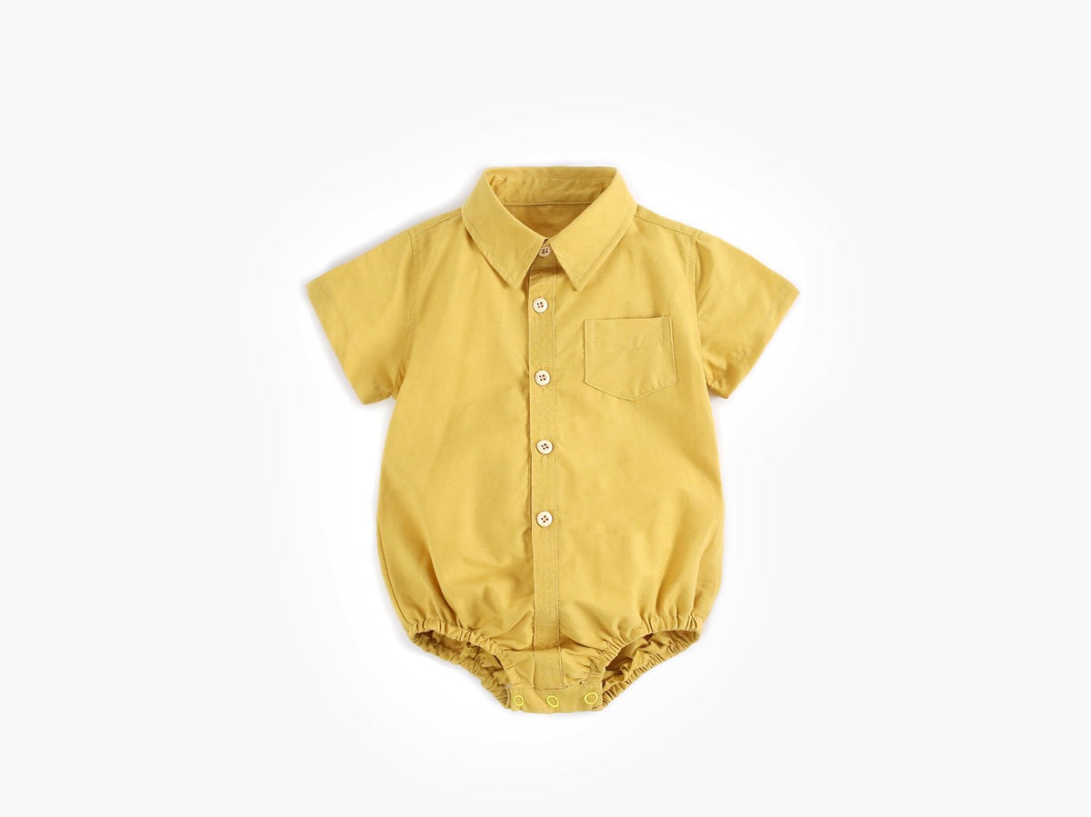 Buttoned Shirt Short Sleeve Onesie