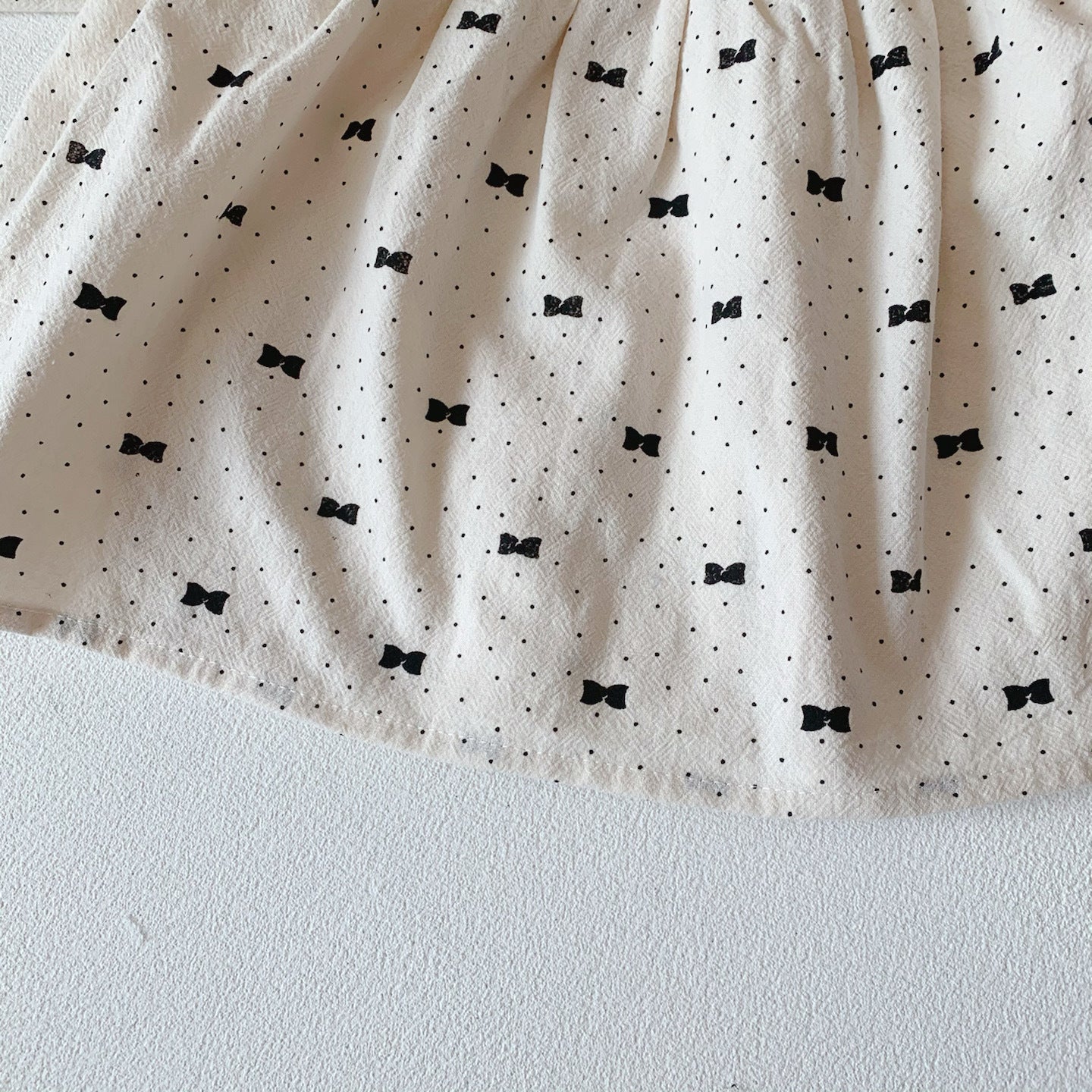 Bow & Polka Dot Graphic A-Line Long Sleeve Shirt Set