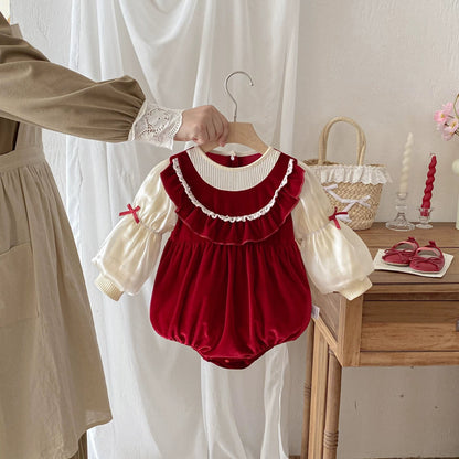 Long Sleeve Butterfly-Bow Decorated Onesie