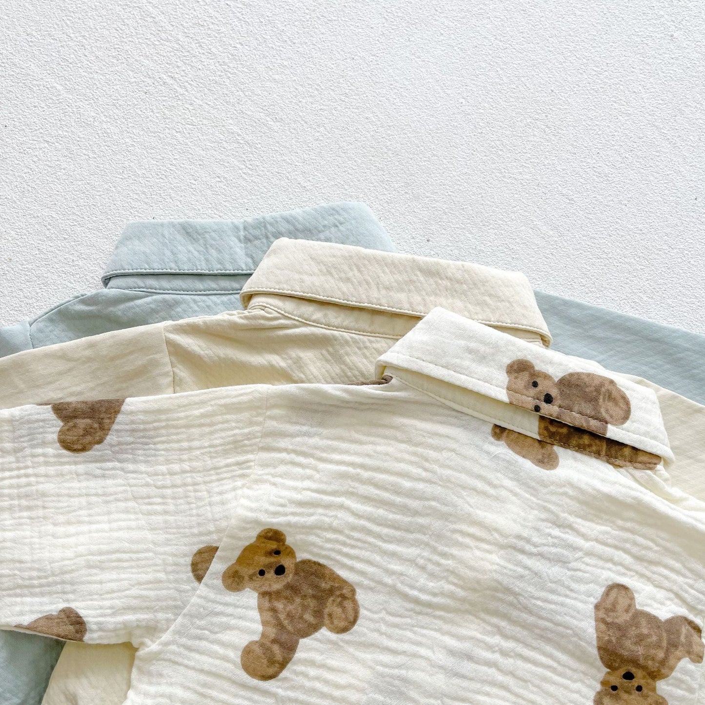 Single-Breasted Bear Print Onesie with Bow Tie
