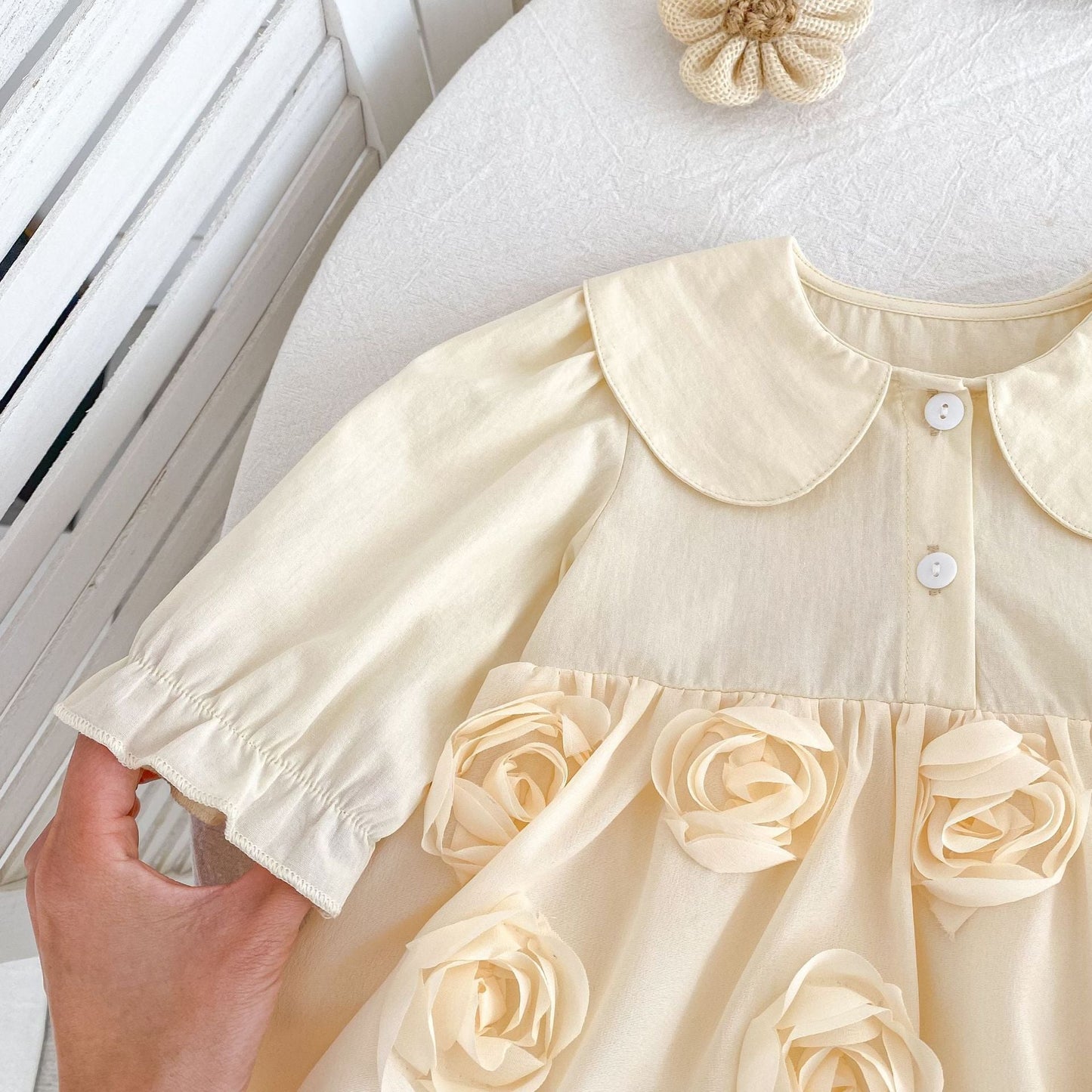 Flowers Pattern Long-Sleeved Peter Pan Collar Dress