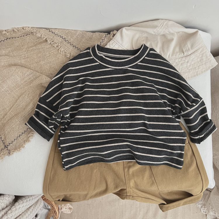 Striped Pattern O-Neck Long Sleeve Top
