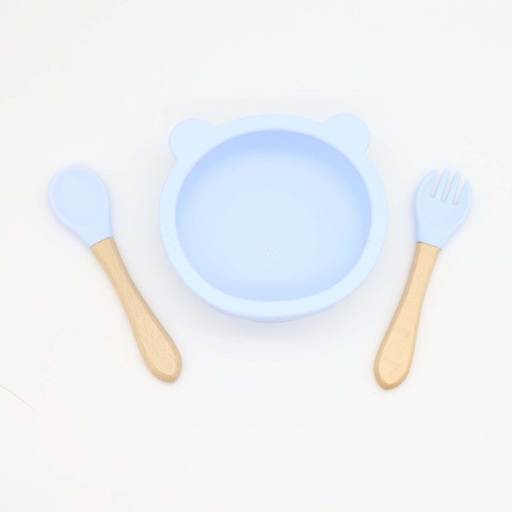 Bear Shape Food Training Silicone Bowl With Spoon Tableware
