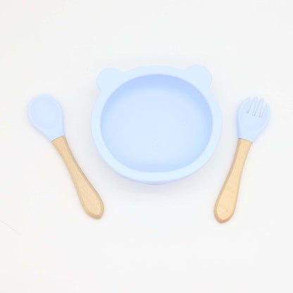 Bear Shape Food Training Silicone Bowl With Spoon Tableware