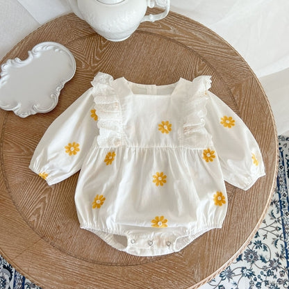 Floral Embroidered Ruffle Onesie