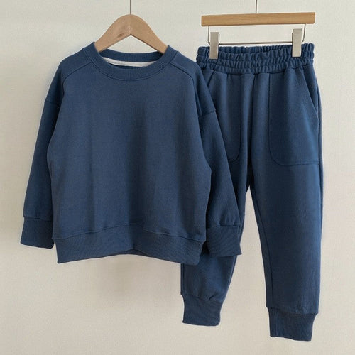 Casual Solid Color Long Sleeve Pullover and Pants Set