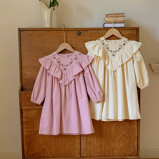 Flowers Embroidered Pattern Long Dress