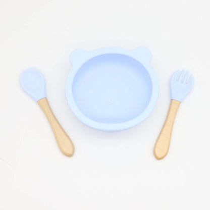 Bear Shape Food Training Silicone Bowl With Spoon Tableware