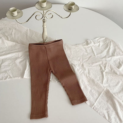 Solid Color Striped Pattern Pants