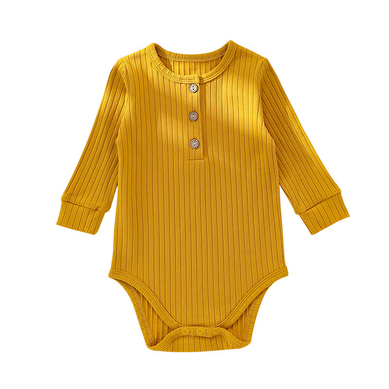Solid Color Soft Cotton Long Sleeve Bodysuit