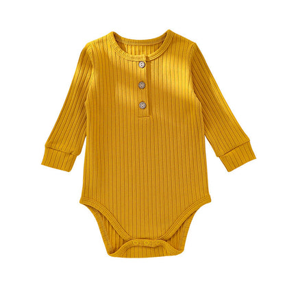 Solid Color Soft Cotton Long Sleeve Bodysuit