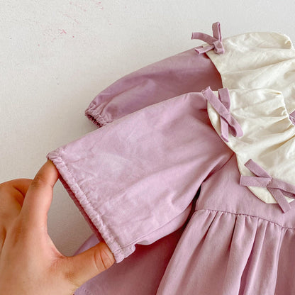 Butterfly-Bows Pattern Long Sleeve Onesie & Dress