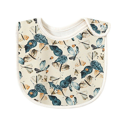 Floral Print Covered Button Design Water Absorbing Bibs