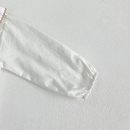 Embroidered Lapel Collar Onesie